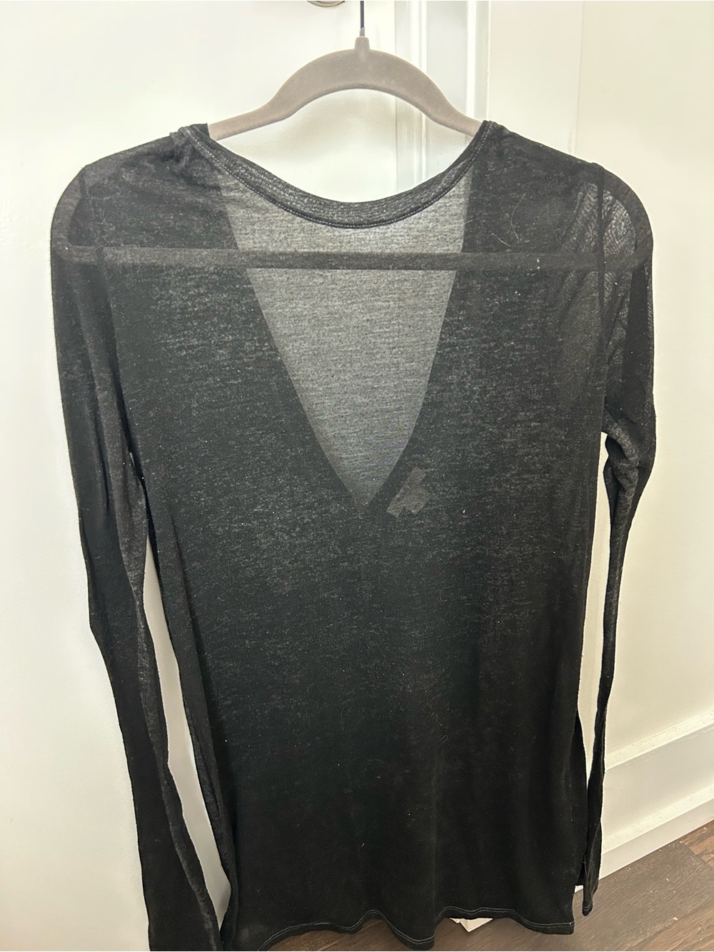 Helmut Lang Sheer V-Neck Long Sleeve Top